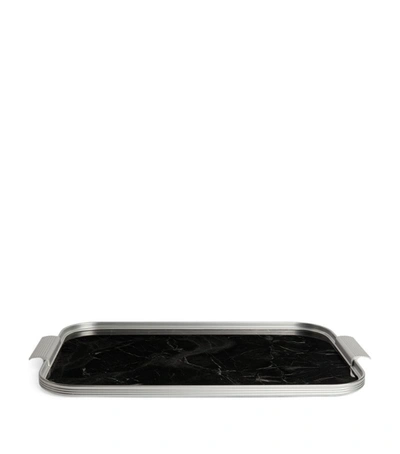 Shop Kaymet Silver Marble Serving Tray (40cm X 30cm)