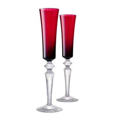 Shop Baccarat Set Of 2 Mille Nuits Red Flutissimo Glasses (170ml) In Multi