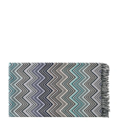 Shop Missoni Wool-blend Perseo Throw (130cm X 190cm) In Blue