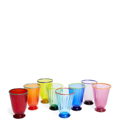 Shop La Doublej Set Of 8 Rainbow Glasses (250ml) In Multi