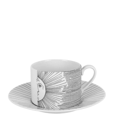 Shop Fornasetti Solitario Teacup And Saucer In Multi