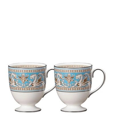 Shop Wedgwood Florentine Turquoise Mugs (set Of 2) In Blue