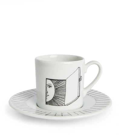 Shop Fornasetti Solitario Coffee Cup And Saucer In Multi