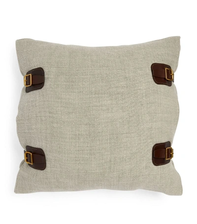 Shop De Le Cuona Maroc Buckle Cushion (45cm X 45cm) In Beige