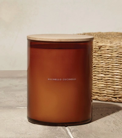 Shop Brunello Cucinelli Astrum Candle (15cm) In Brown