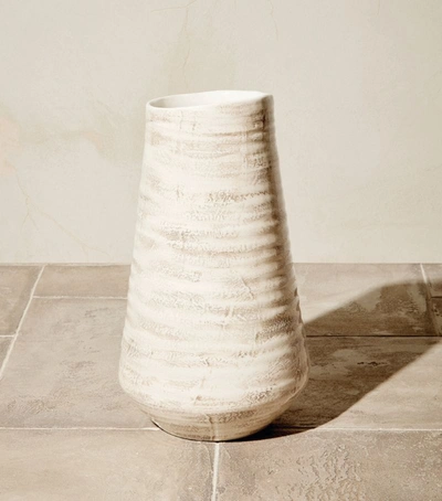 Shop Brunello Cucinelli Tradition Textured Vase (35cm) In Neutrals