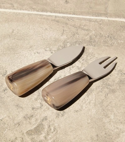 Shop Brunello Cucinelli Stainless Steel Cheese Cutlery (set Of 2) In Neutrals