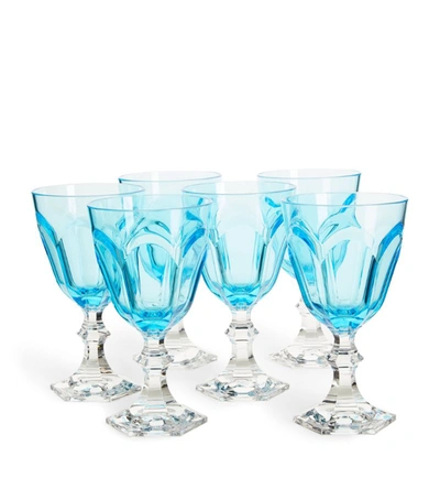 Shop Mario Luca Giusti Set Of 6 Dolce Vita High Wine Glasses (250ml) In Turquoise