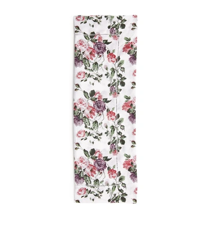 Shop Emilia Wickstead Linen Floral Array Napkin (50cm X 50cm) In White