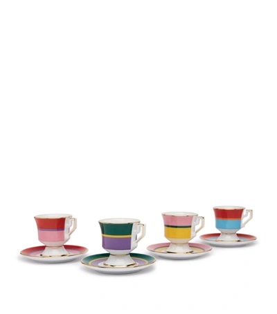 Shop La Doublej Rainbow Mix Espresso Cups (set Of 4) In Multi