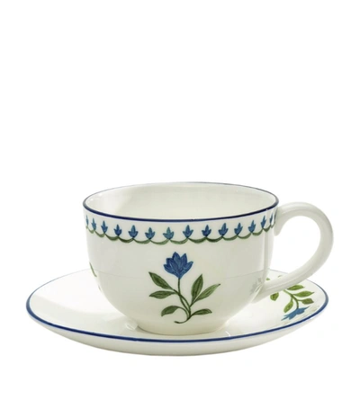 Shop Halcyon Days Marguerite Teacup And Saucer In Multi