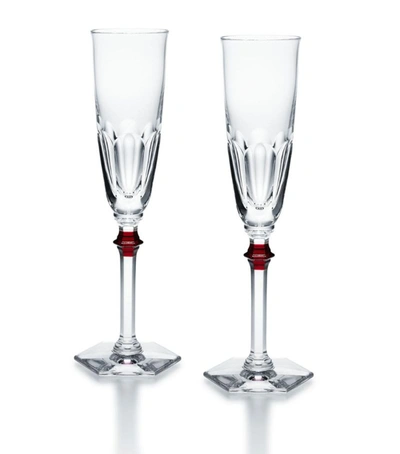 Shop Baccarat Set Of 2 Harcourt Eve Clear & Red Flutes In Multi