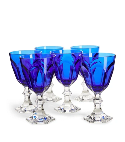 Shop Mario Luca Giusti Set Of 6 Dolce Vita High Wine Glasses (250ml) In Blue