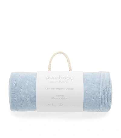 Shop Purebaby Organic Cotton Essentials Blanket In Blue