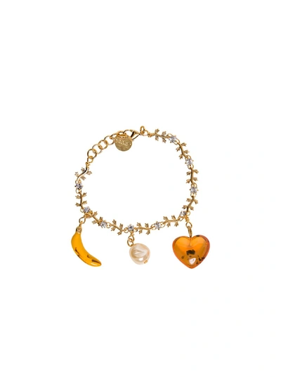 Shop Marni Crystal Embellished Bracelet In Gold