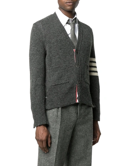 Shop Thom Browne Men's Grey Wool Cardigan