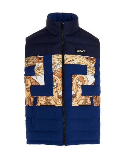 Shop Versace Men's Blue Polyester Vest