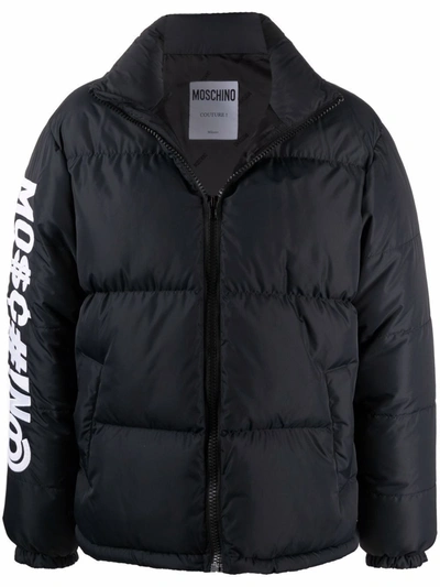 Shop Moschino Men's Black Polyamide Down Jacket