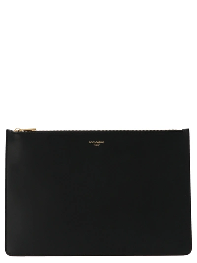 Shop Dolce E Gabbana Men's Black Leather Pouch