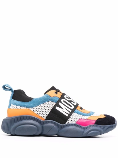 Shop Moschino Men's Multicolor Leather Sneakers