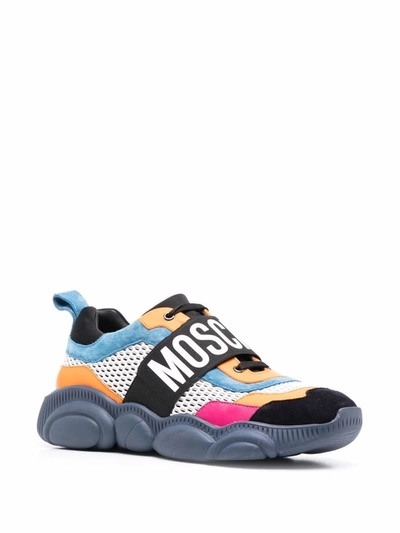 Shop Moschino Men's Multicolor Leather Sneakers
