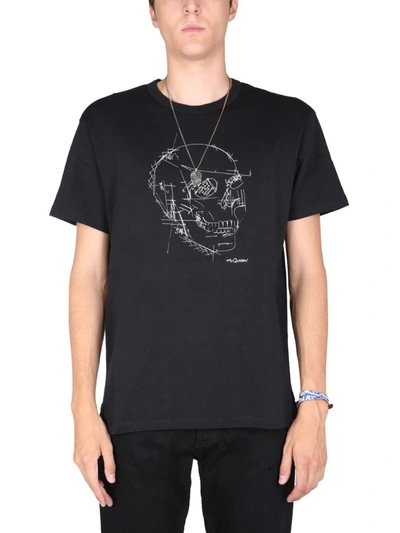 Shop Alexander Mcqueen Men's Black Cotton T-shirt