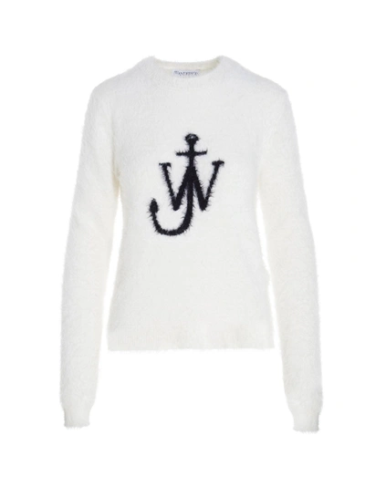 Jw Anderson Women Maglia Con Intarsio Logo In White