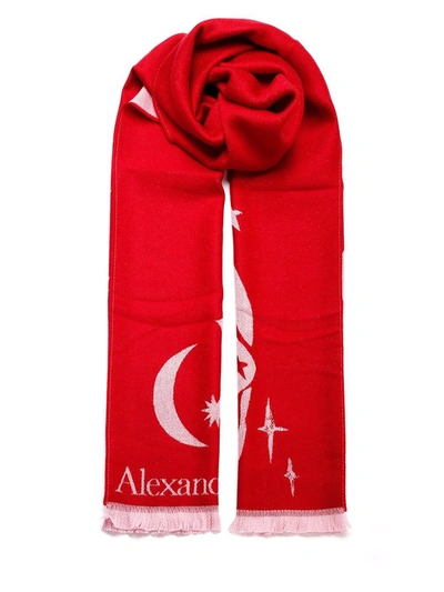 Shop Alexander Mcqueen Women's Red Wool Scarf