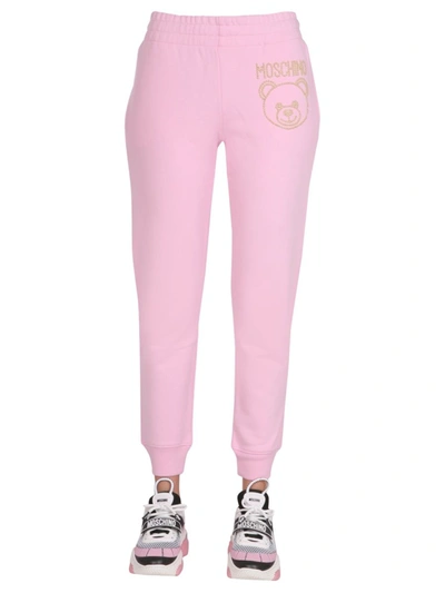 Shop Moschino Women's Pink Other Materials Joggers