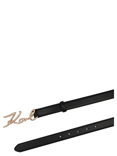 Shop Karl Lagerfeld Women's Black Leather Belt