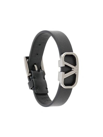 Shop Valentino Men's Black Leather Bracelet