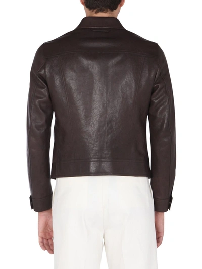 Shop Tom Ford Men's Brown Leather Outerwear Jacket