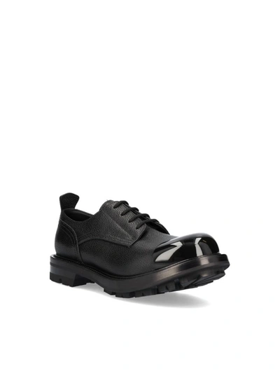 Shop Alexander Mcqueen Men's Black Leather Lace-up Shoes