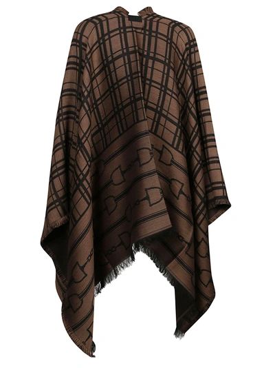 Shop Elisabetta Franchi Women's Brown Wool Poncho