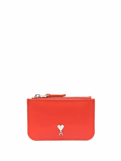 Shop Ami Alexandre Mattiussi Men's Red Leather Wallet
