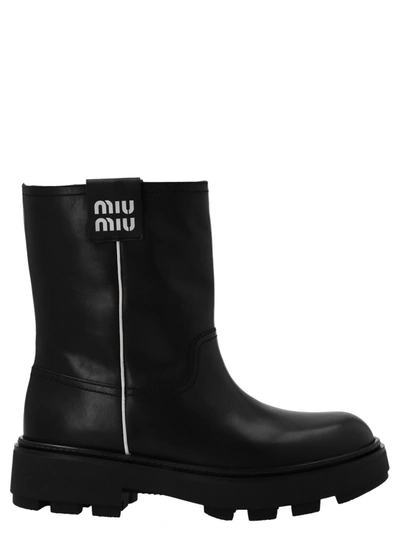 Shop Miu Miu Women's Black Other Materials Ankle Boots