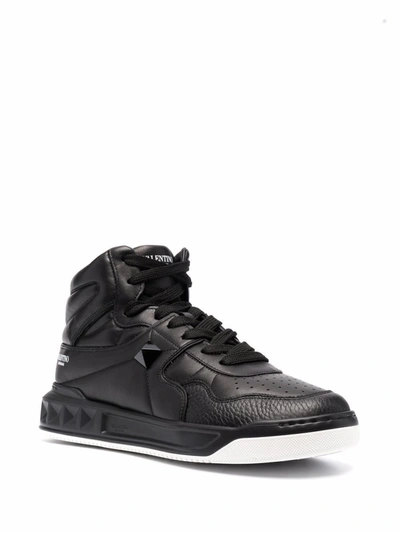 Shop Valentino Men's Black Leather Hi Top Sneakers