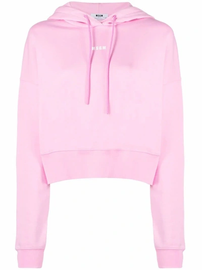 Shop Msgm Women's Pink Cotton Sweatshirt