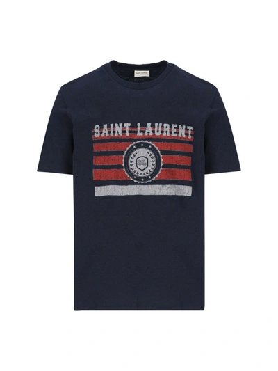 Shop Saint Laurent Men's Light Blue Other Materials T-shirt