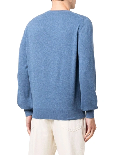 Shop Brunello Cucinelli Men's Light Blue Cashmere Sweater
