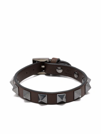 Shop Valentino Garavani Men's Brown Leather Bracelet