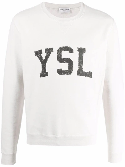 Shop Saint Laurent Men's White Cotton Sweatshirt