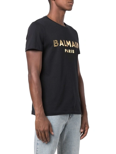 Shop Balmain Men's Black Cotton T-shirt