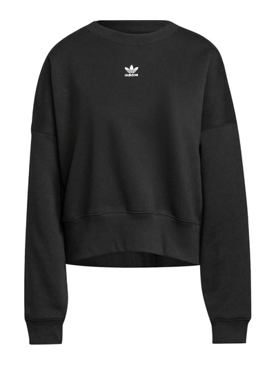 Shop Adidas Originals Adidas Women's Black Cotton Sweatshirt