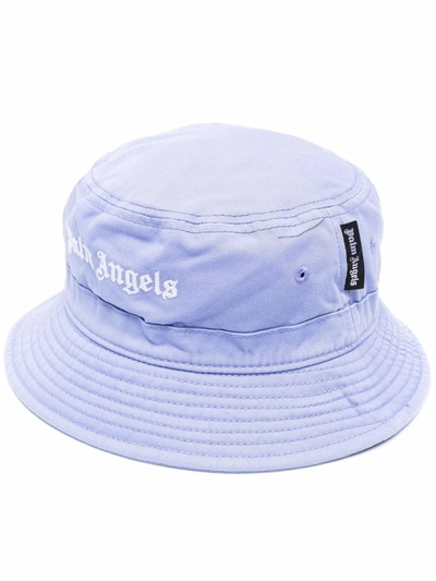 Shop Palm Angels Women's Light Blue Cotton Hat