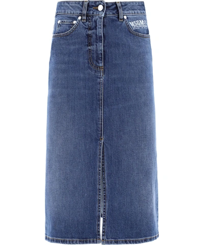 Shop Msgm Women's Blue Other Materials Skirt