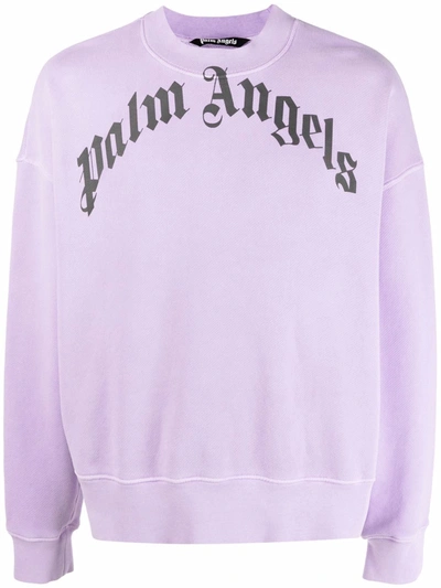 Shop Palm Angels Purple Sweatshirt