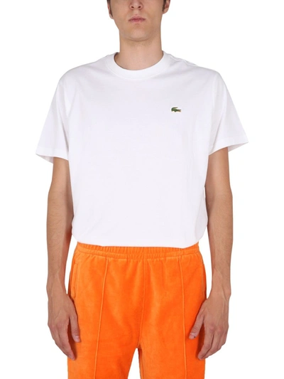 Shop Lacoste Men's White Other Materials T-shirt