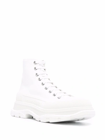 Shop Alexander Mcqueen Men's White Fabric Ankle Boots