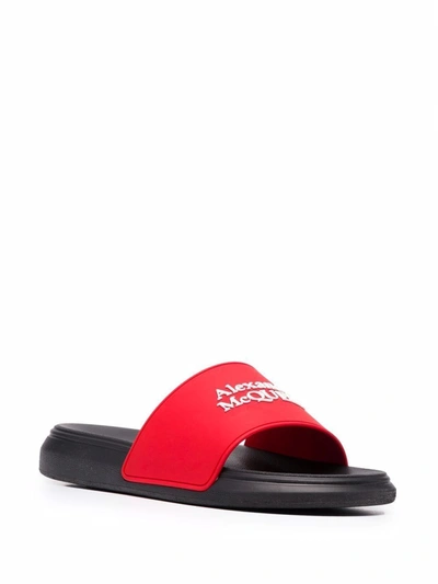 Shop Alexander Mcqueen Men's Red Leather Sandals